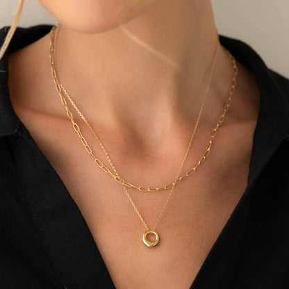 Adjustable gold vermeil circle necklace – Vessaly