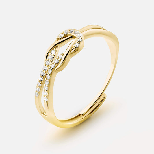 Knot ring in polished gold finish, adjustable design