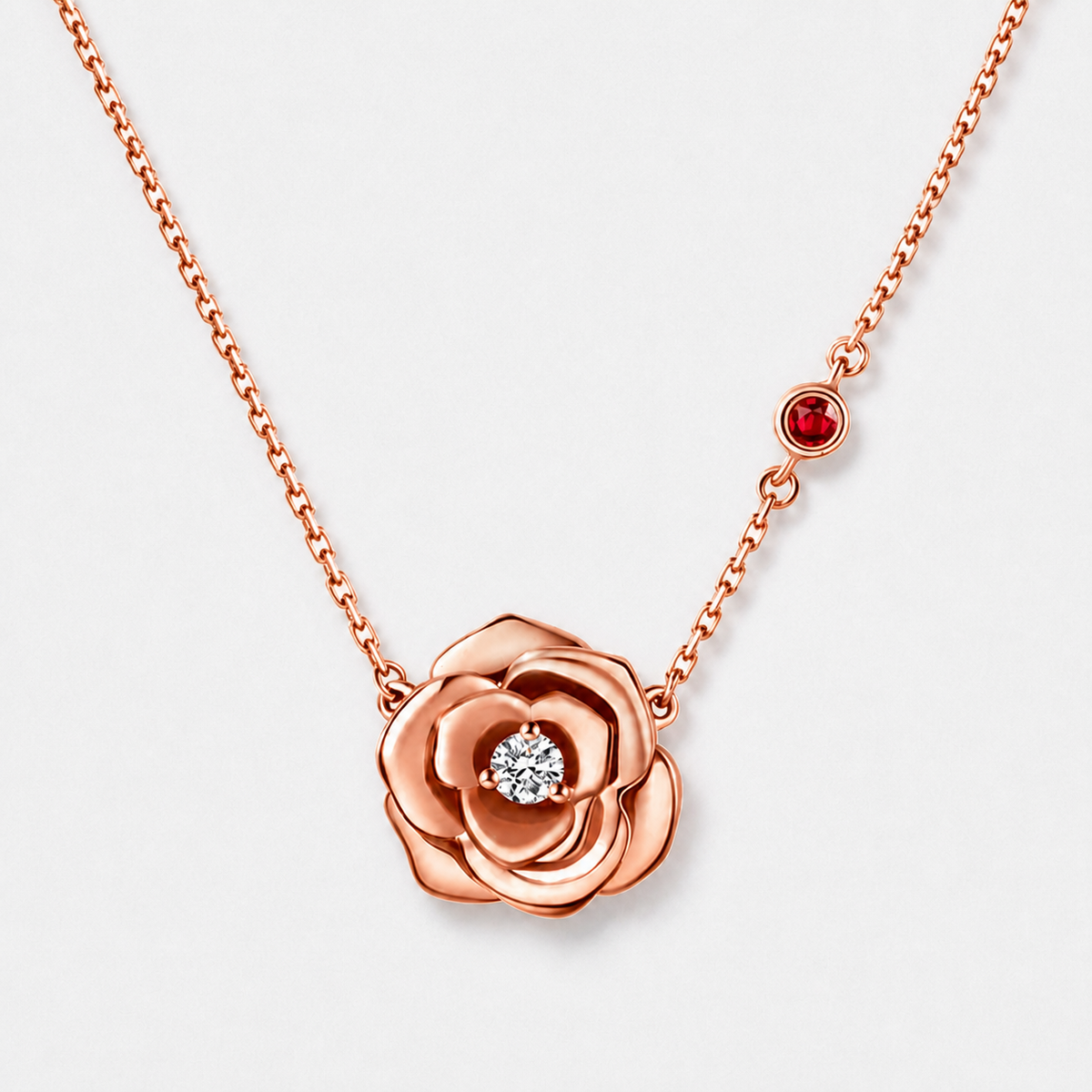Rose Gold Flower Pendant Necklace - Default Title