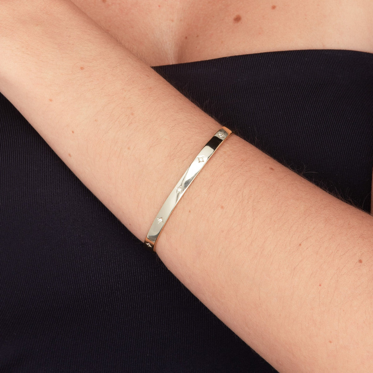 Silver north star cuff bracelet – Vessaly