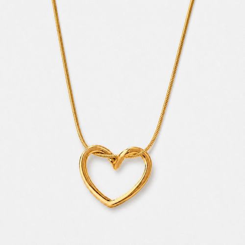 Solstice Open Heart Pendant Necklace - Gold