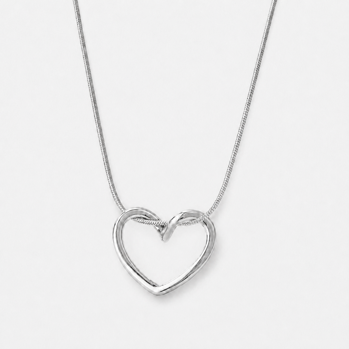 Solstice Open Heart Pendant Necklace - Silver