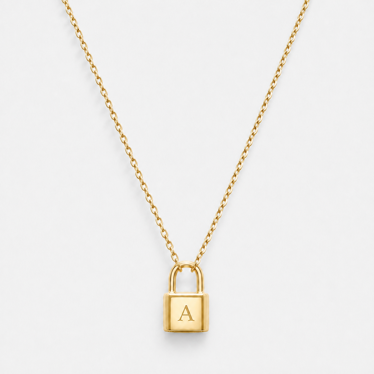 Padlock Initial Letter Necklace - 18k Gold Vermeil / A