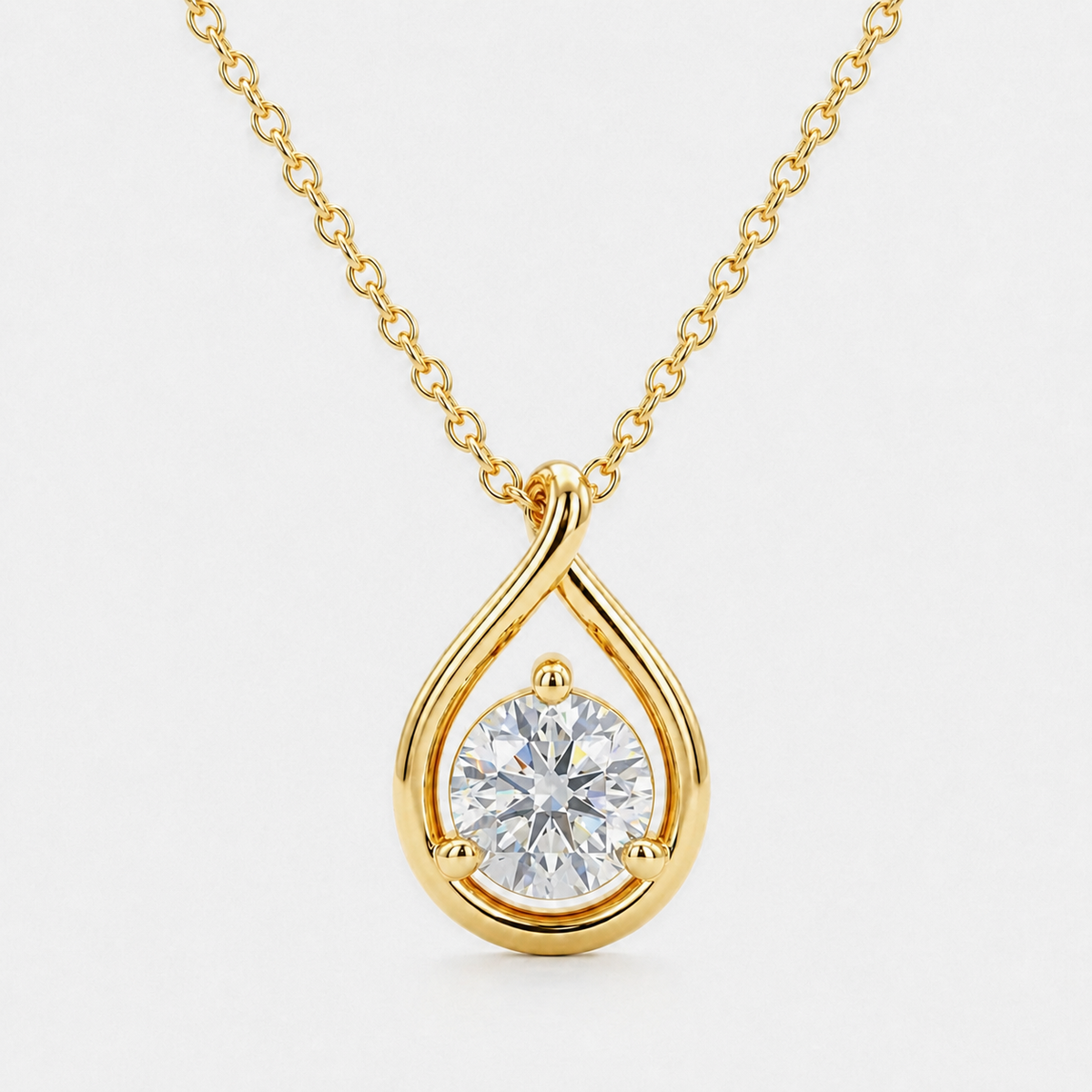 14K Gold Pear-Cut Moissanite Necklace - Gold