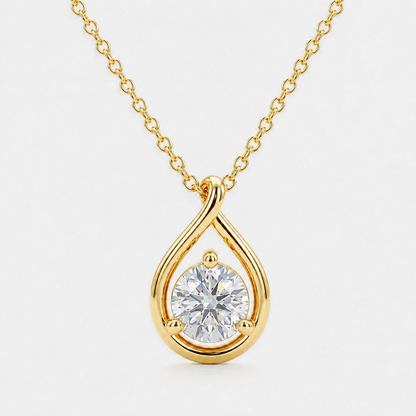 14K Gold Pear-Cut Moissanite Necklace - Gold
