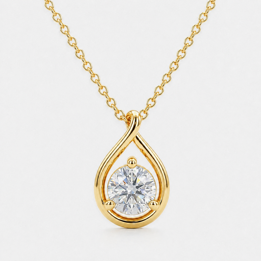 14K Gold Pear-Cut Moissanite Necklace - Gold