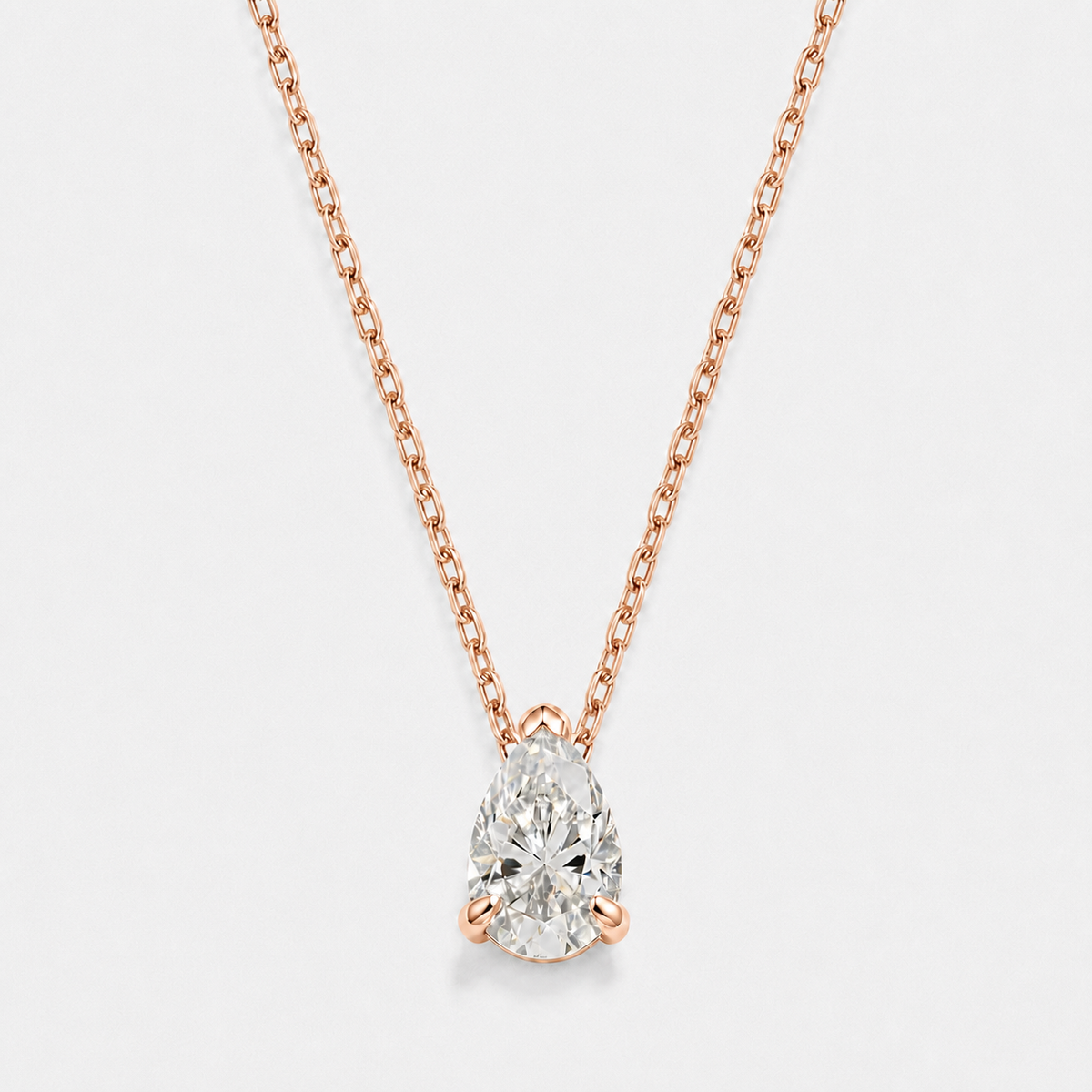 Celeste Pear-Cut Moissanite Necklace - Rose Gold