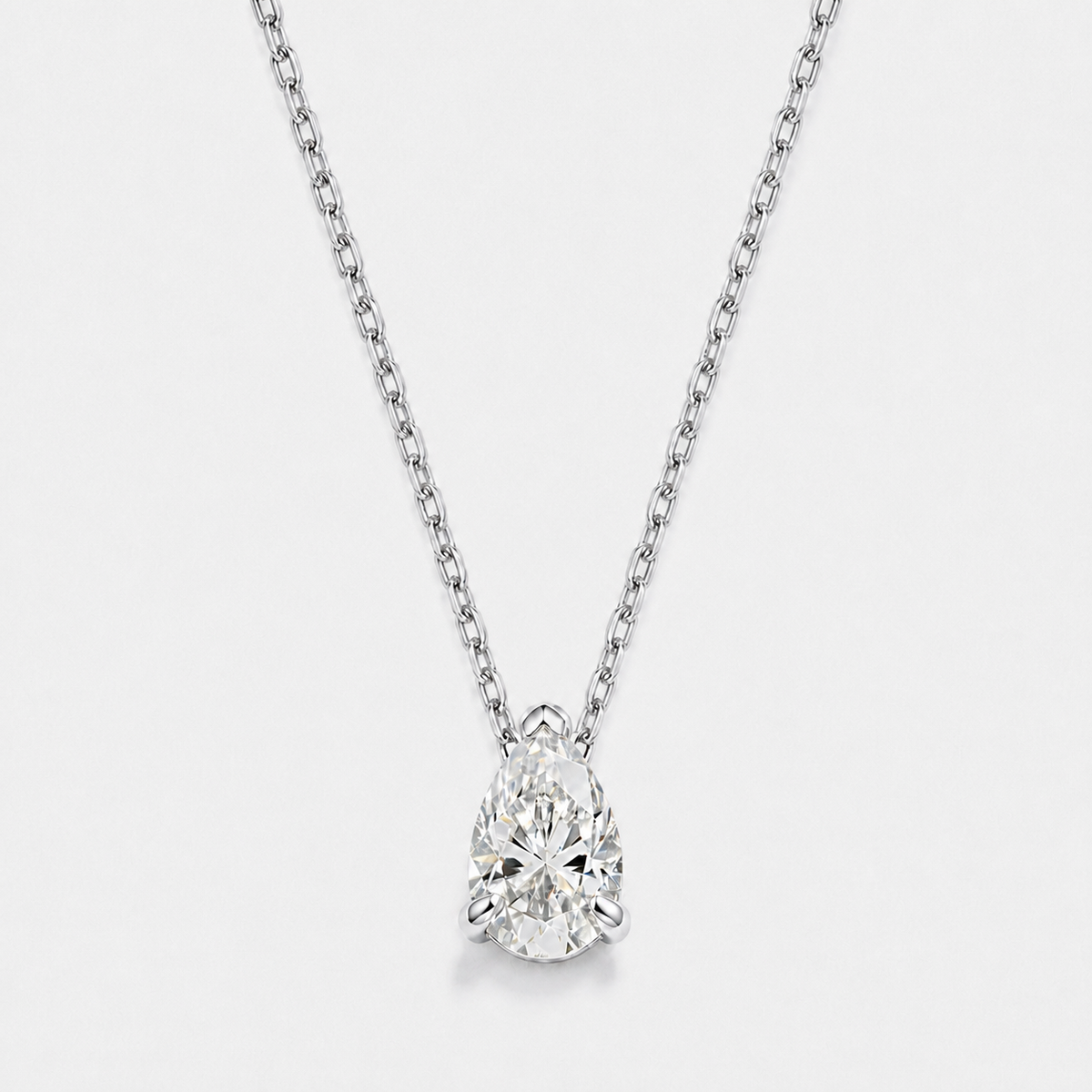 Celeste Pear-Cut Moissanite Necklace - Silver