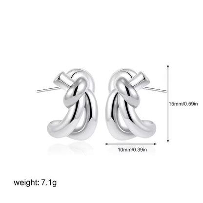 Silver knot earrings, contemporary feminine design