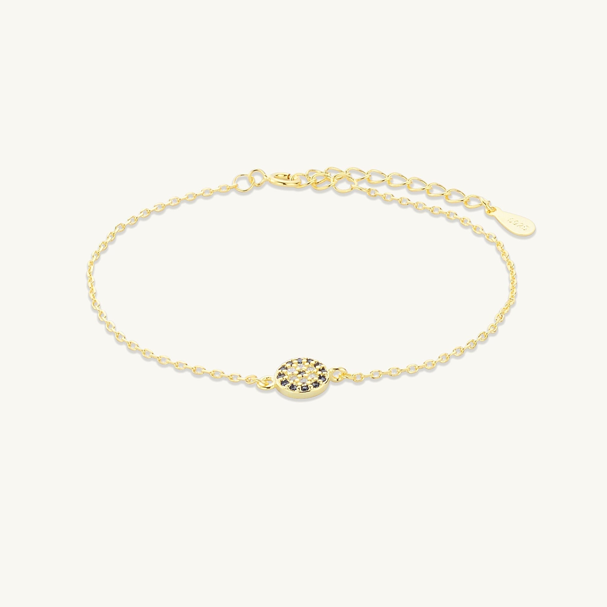 Gold pave evil eye bracelet, symbolic design