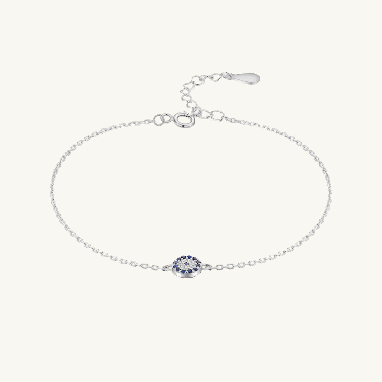 Round evil eye pave bracelet detail shot