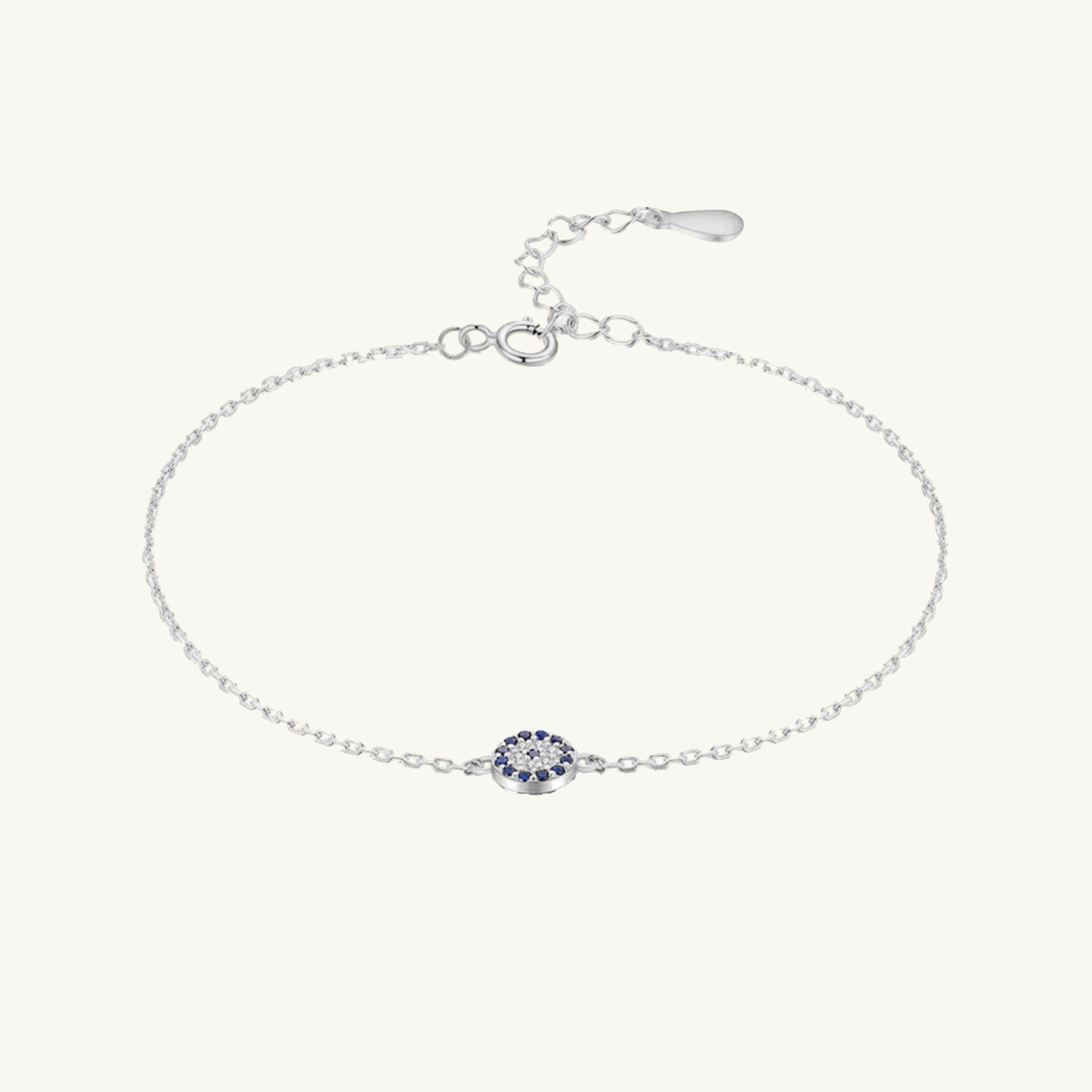 Round evil eye pave bracelet detail shot