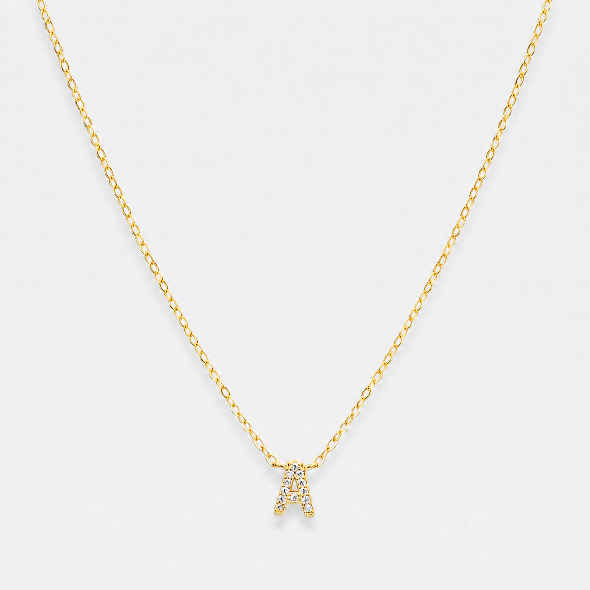 Sapphire Initial Letter Necklace - 18k Gold Vermeil / A