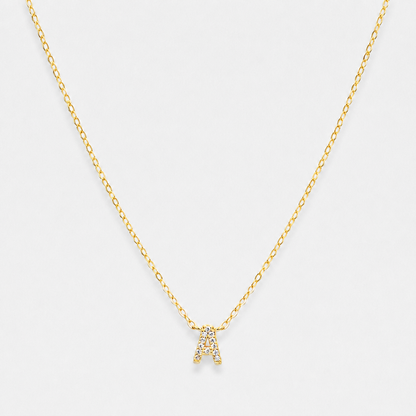 Sapphire Initial Letter Necklace - 18k Gold Vermeil / A