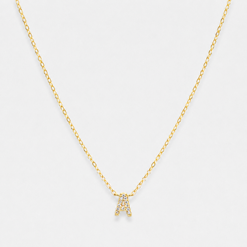Sapphire Initial Letter Necklace - 18k Gold Vermeil / A