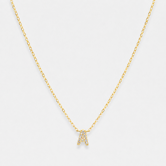 Sapphire Initial Letter Necklace - 18k Gold Vermeil / A