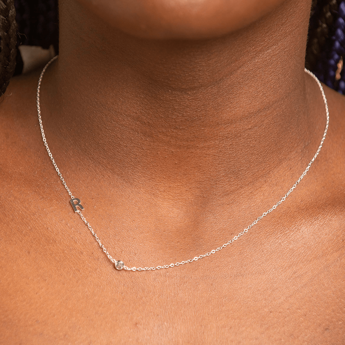 Pavé initial letter necklace variation G, refined finish