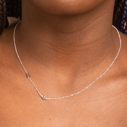 Pavé initial letter necklace variation G, refined finish