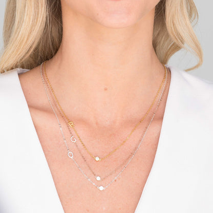 Sterling silver pavé initial necklace – Vessaly