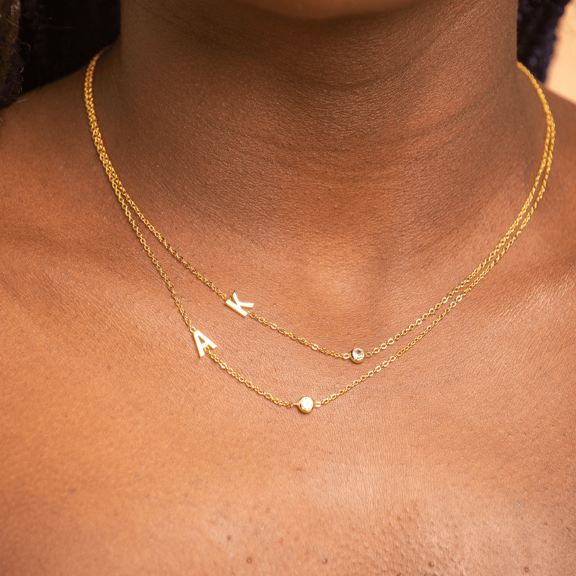 Pavé letter pendant variation F in gold vermeil