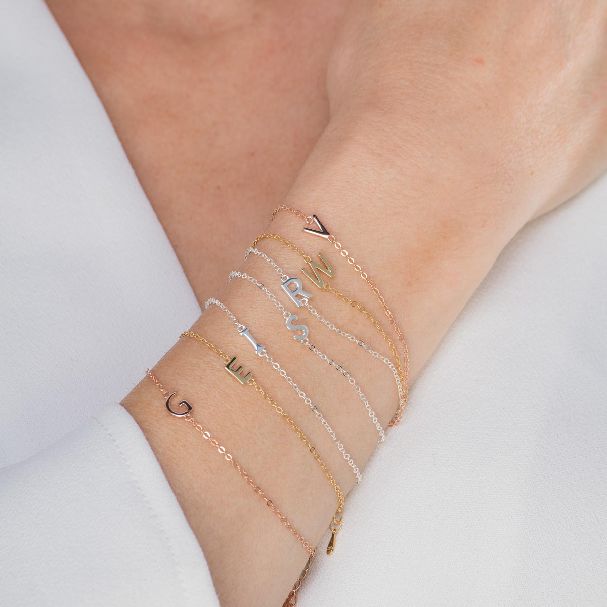 Sideways initial bracelet variation C