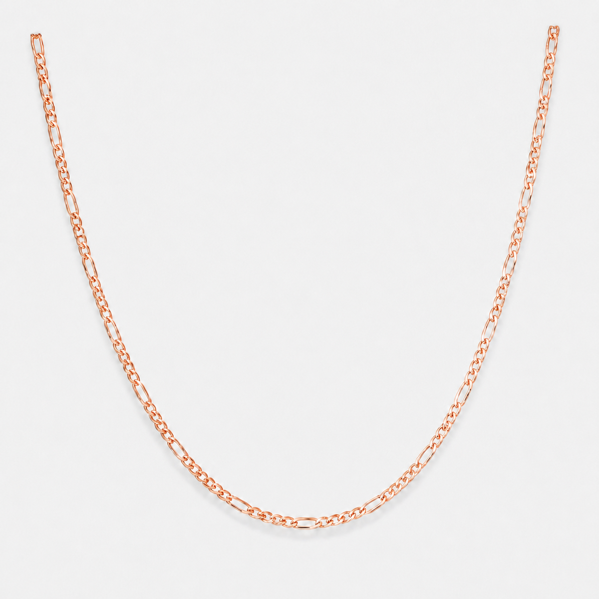 Slim Figaro Chain Necklace - 18k Rose Gold Vermeil