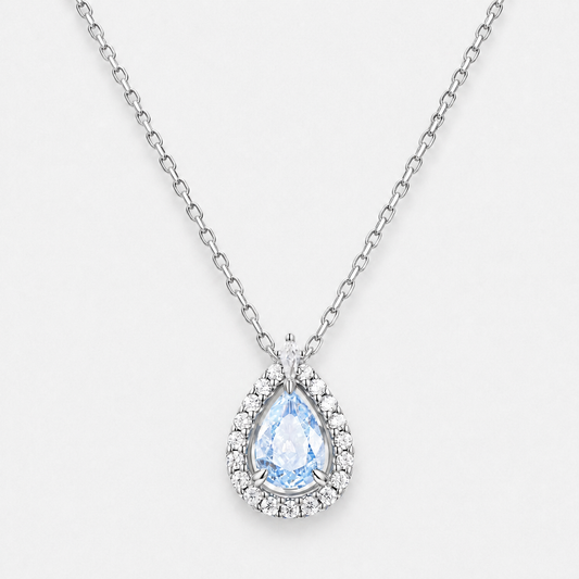 Ocean Eye Sterling Silver Aquamarine Necklace - Silver