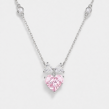 Sterling Silver Bow Heart Pendant Necklace - Silver