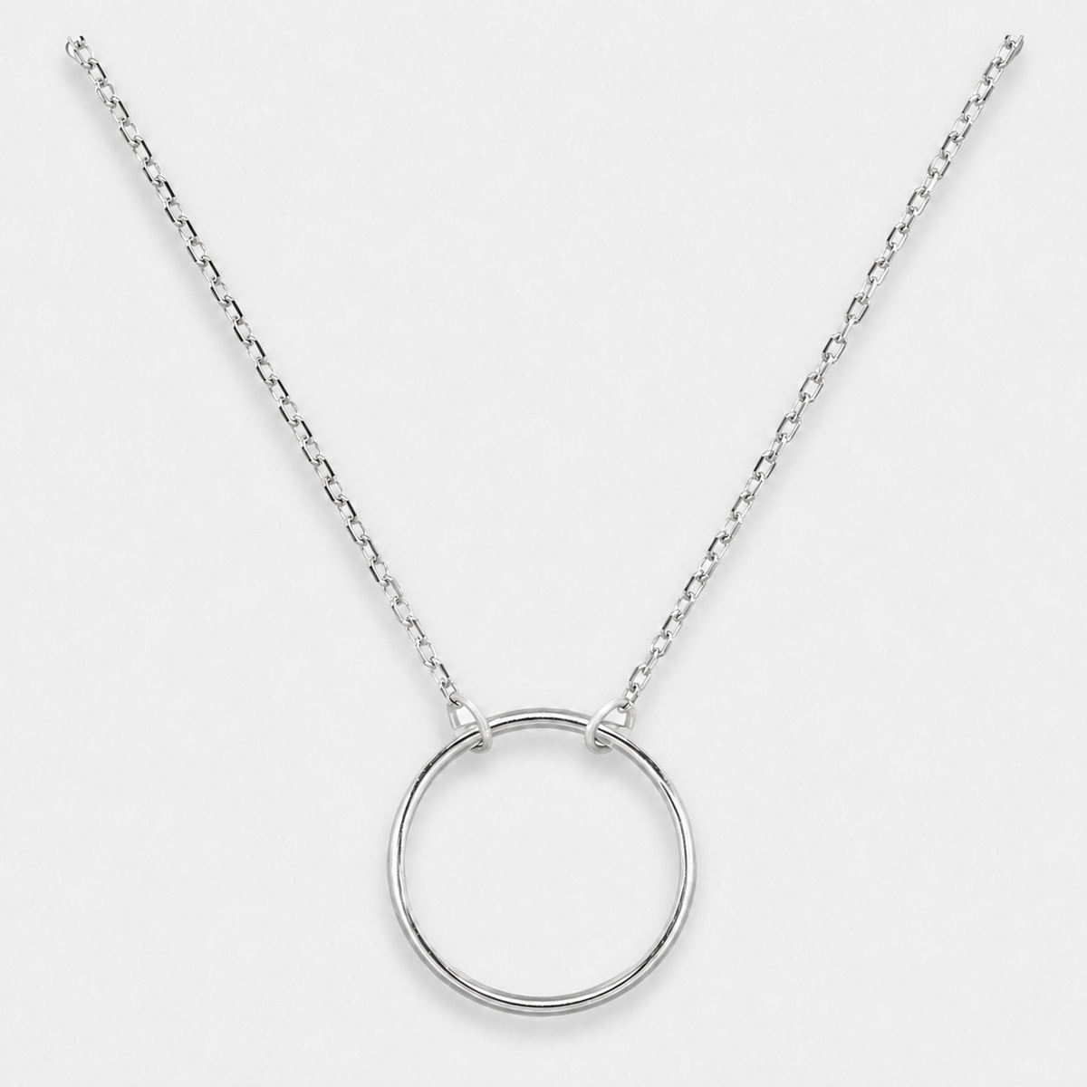 925 Sterling Silver Circle Pendant Necklace - Silver