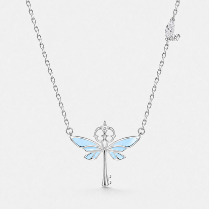 Sterling Silver Glow in the Dark Winged Key Necklace - Default Title