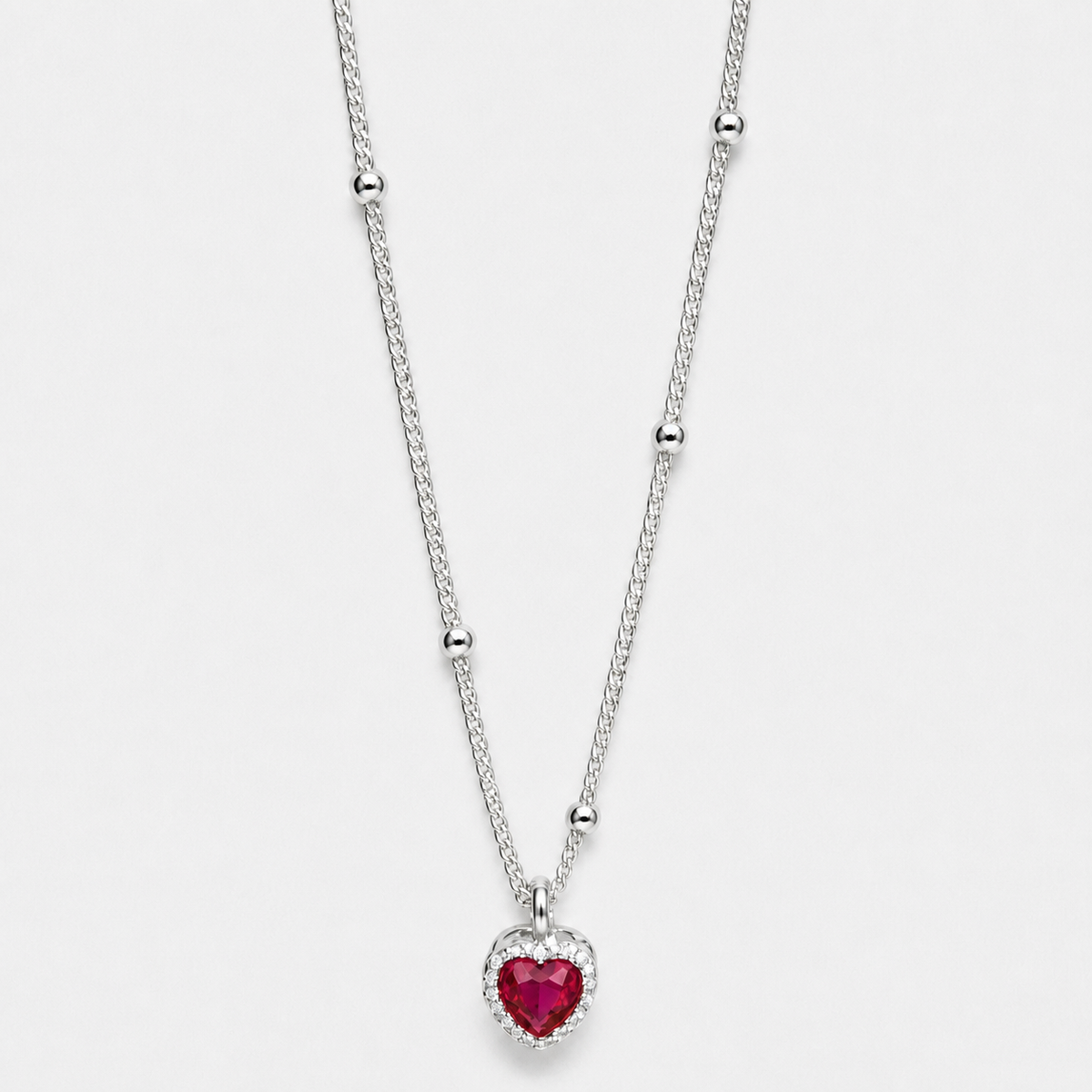 925 Sterling Silver Heart Lock Necklace - Silver / 17.7 in (45 cm)