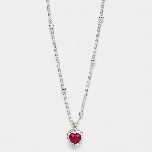 925 Sterling Silver Heart Lock Necklace - Silver / 17.7 in (45 cm)