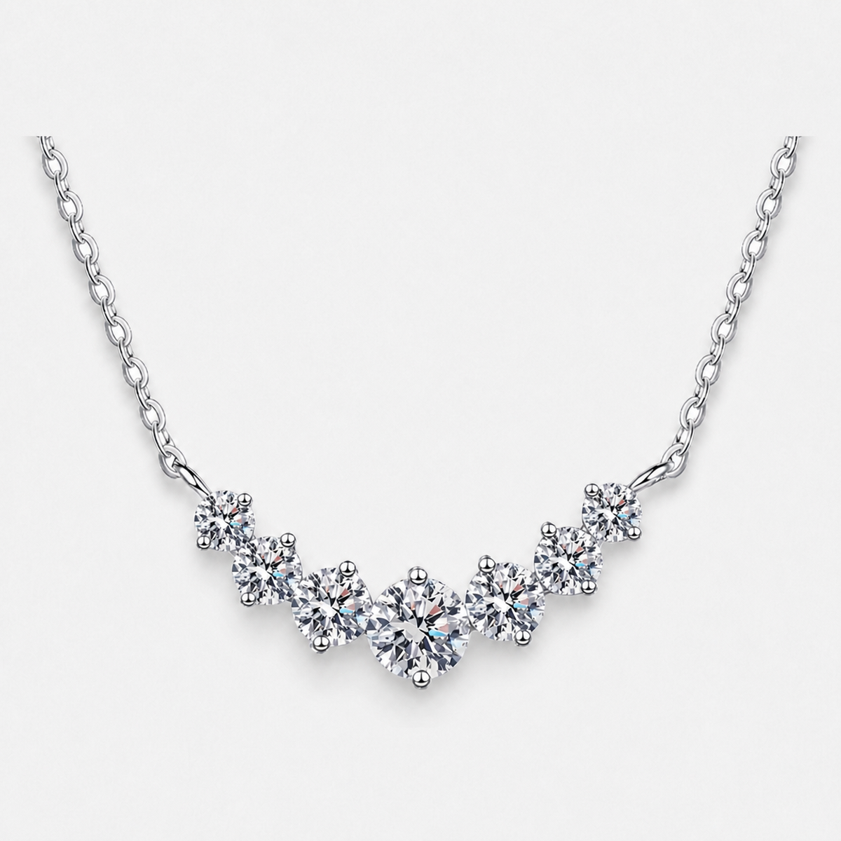 925 Sterling Silver Zircon Pendant Necklace - Default Title