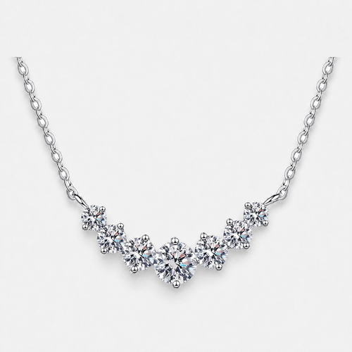 925 Sterling Silver Zircon Pendant Necklace - Default Title