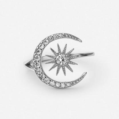 Sun moon ring on neutral background