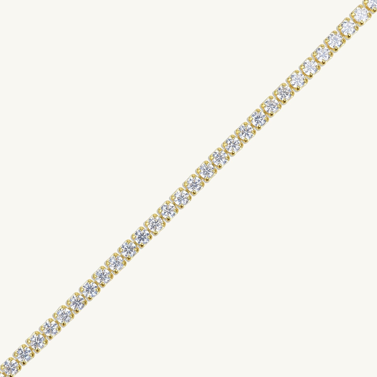 Tennis bracelet with secure clasp, sapphire detail