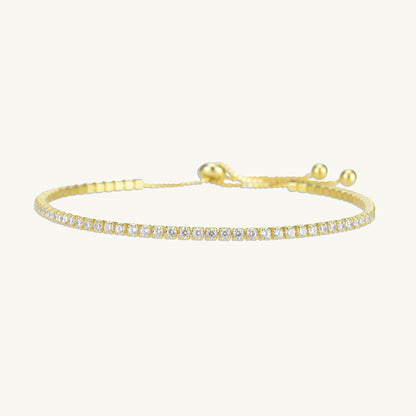 Tennis Sapphire Bracelet adjustable 18K gold vermeil AAA white sapphire – Ravyena