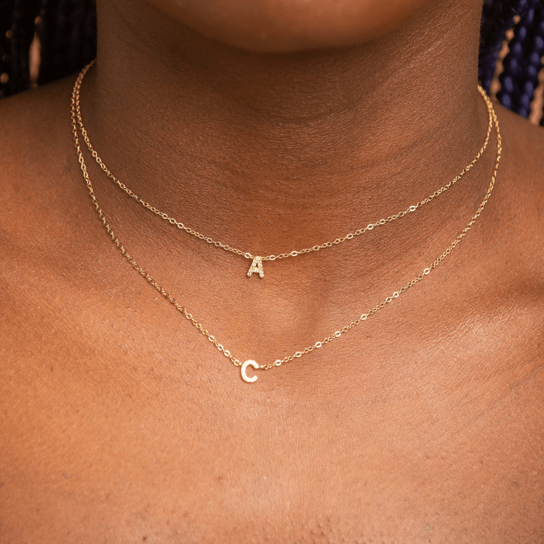 Rose gold vermeil sapphire initial necklace – Vessaly