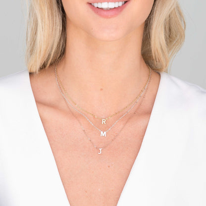 Personalized initial necklace with sapphire stones – Vessaly