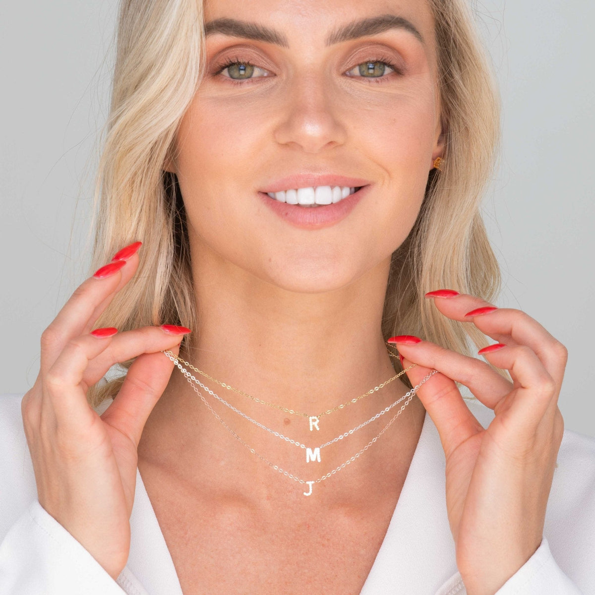 Sterling silver sapphire initial necklace – Vessaly