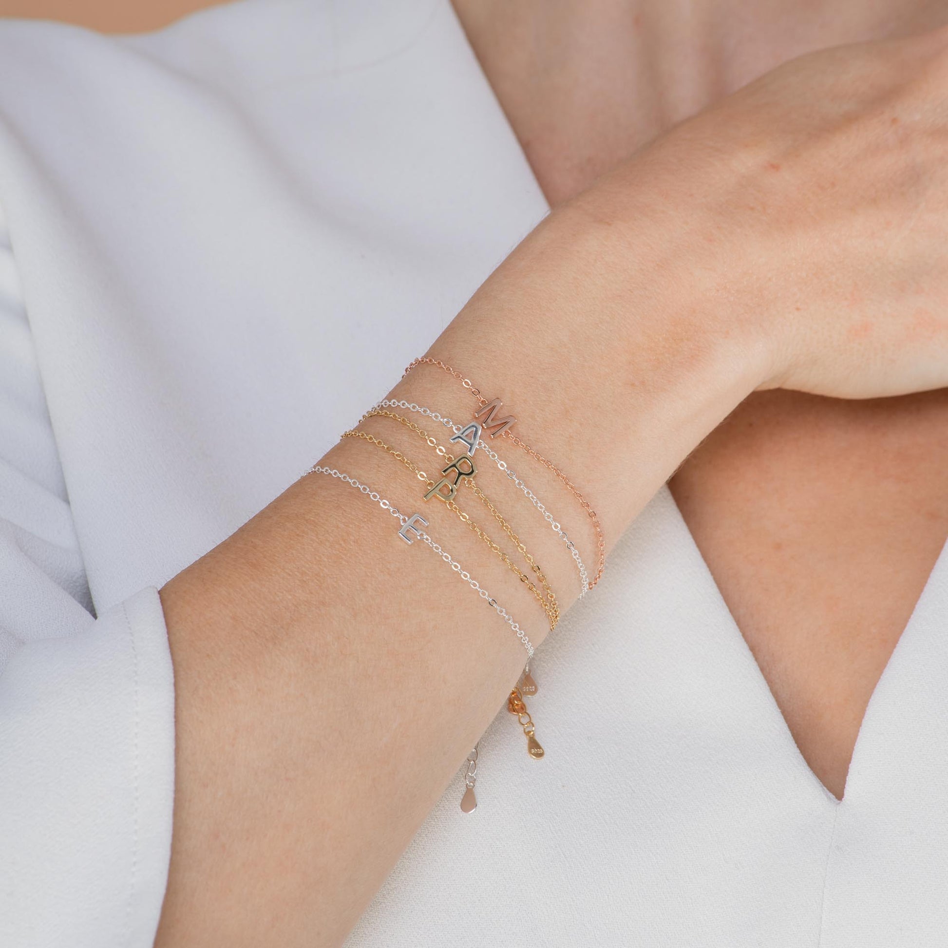 Gold initial bracelet variation D