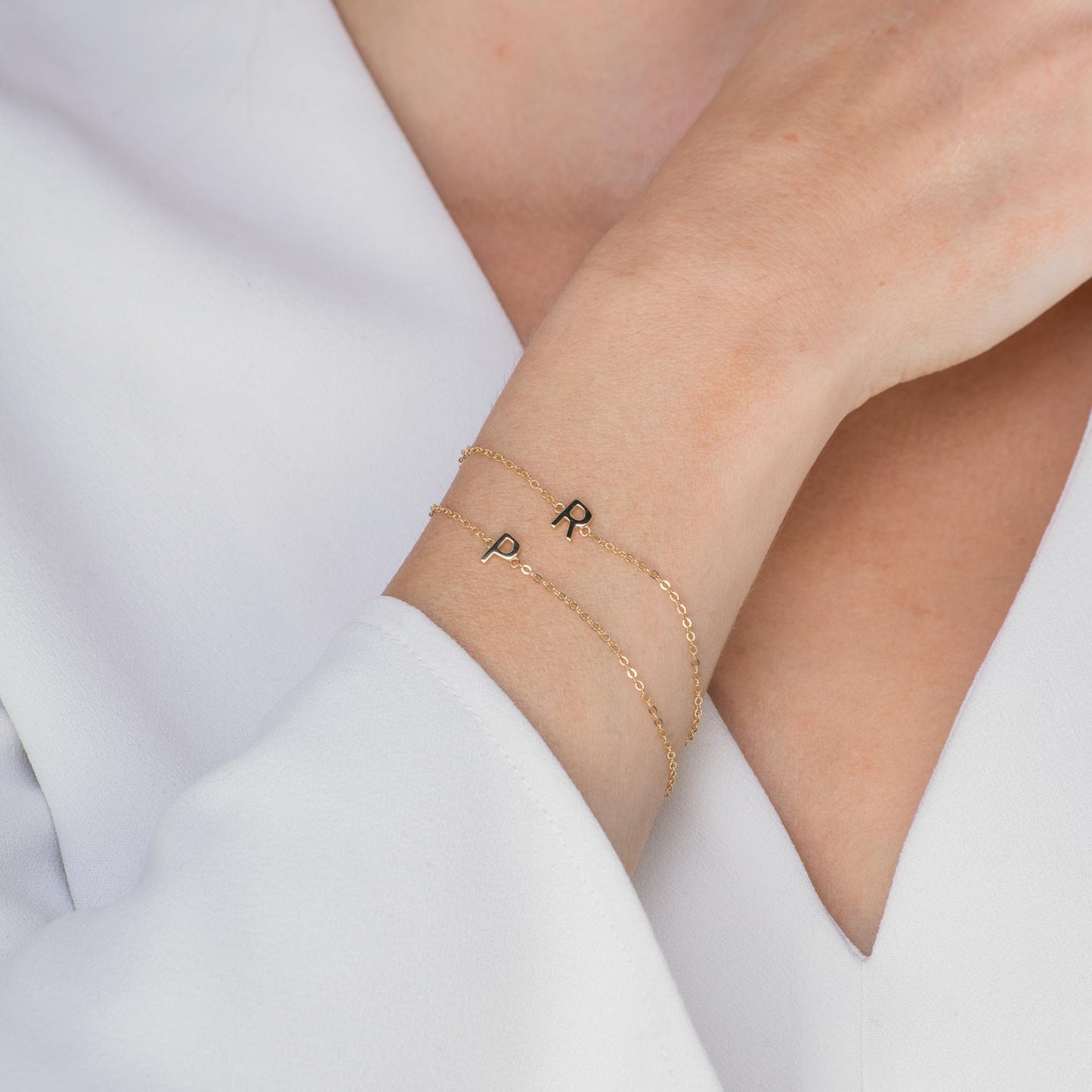Letter bracelet variation B, refined finish