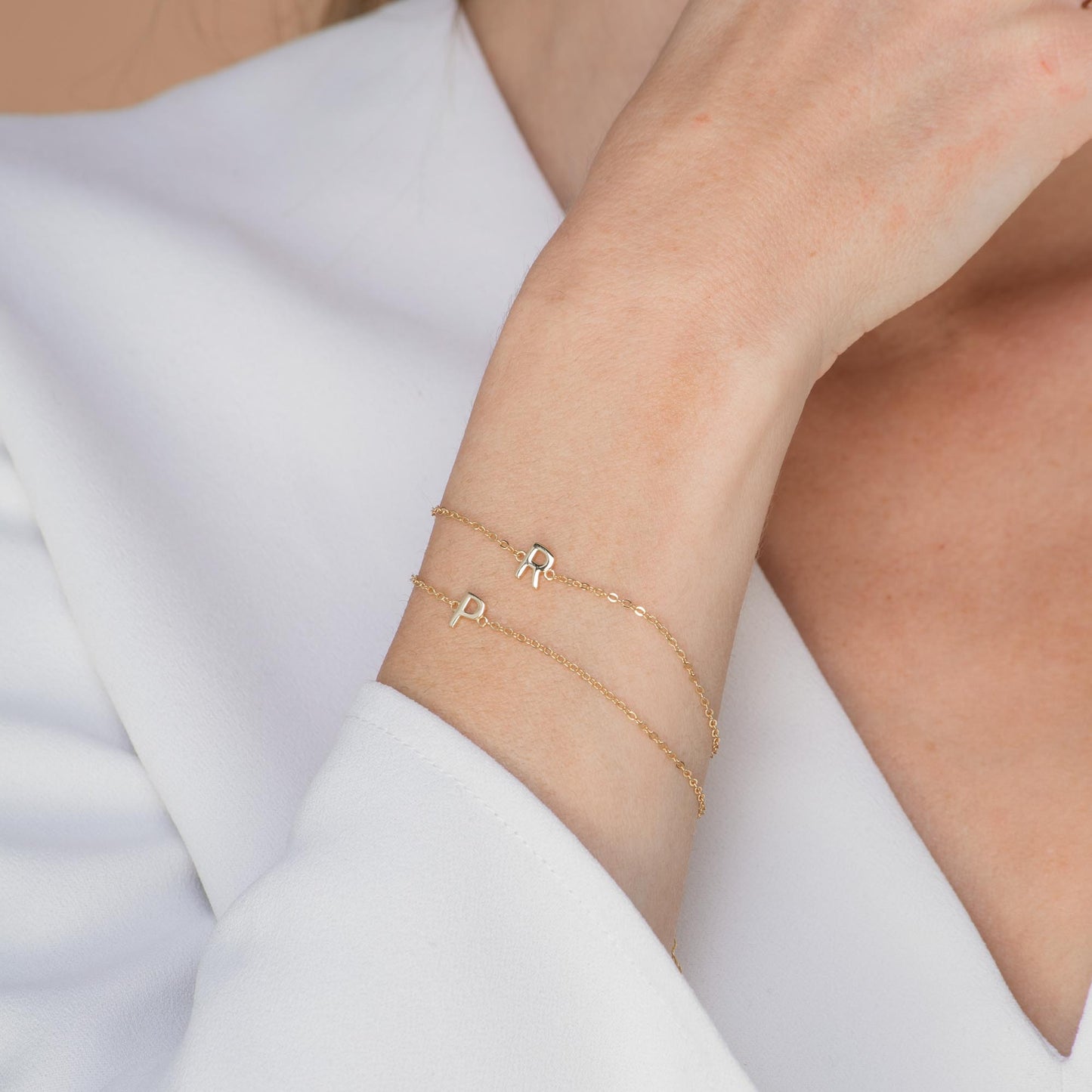 Personalised letter bracelet on delicate chain