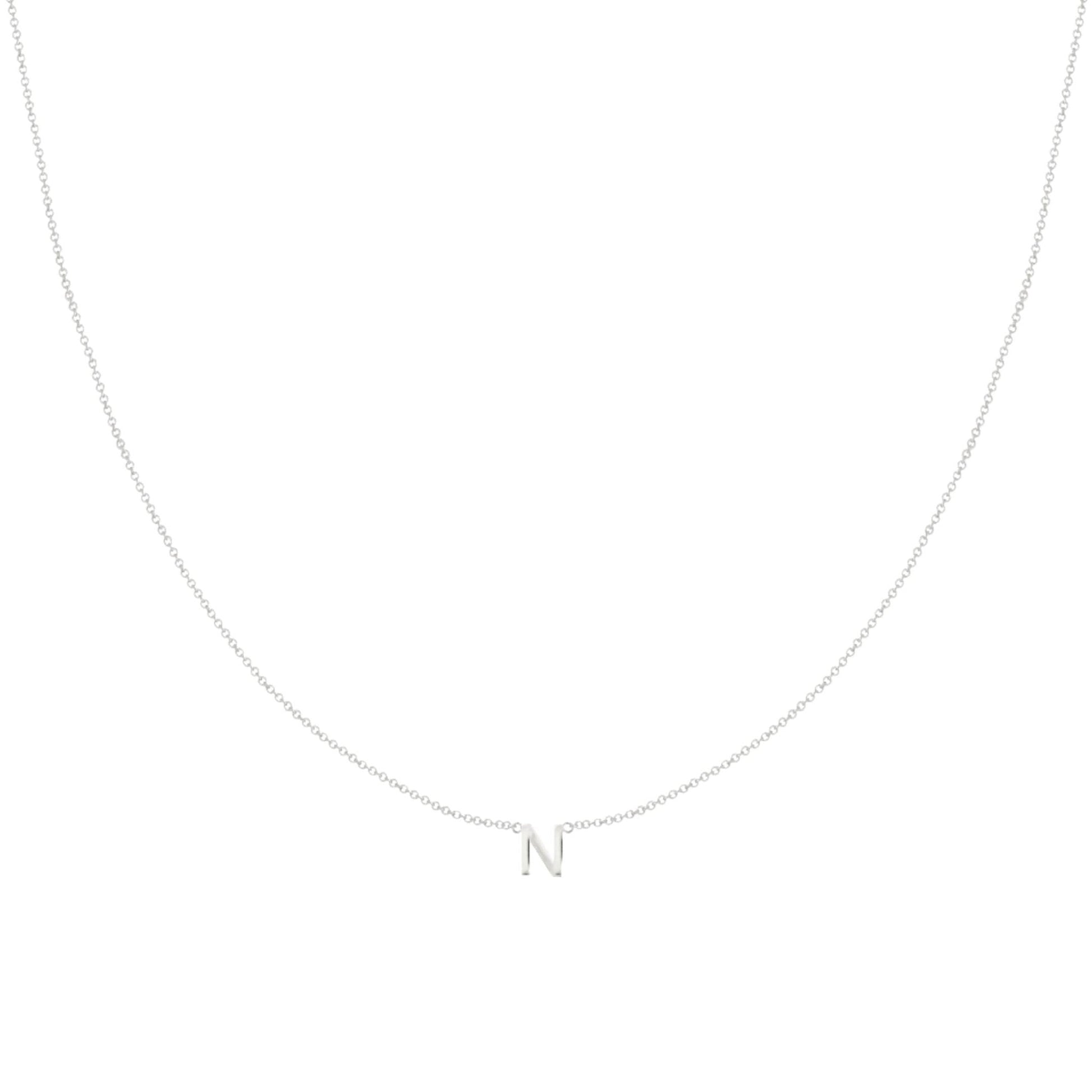 Personalised initial necklace, alphabet detail