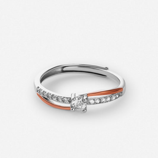 Ups and downs ring in polished gold finish