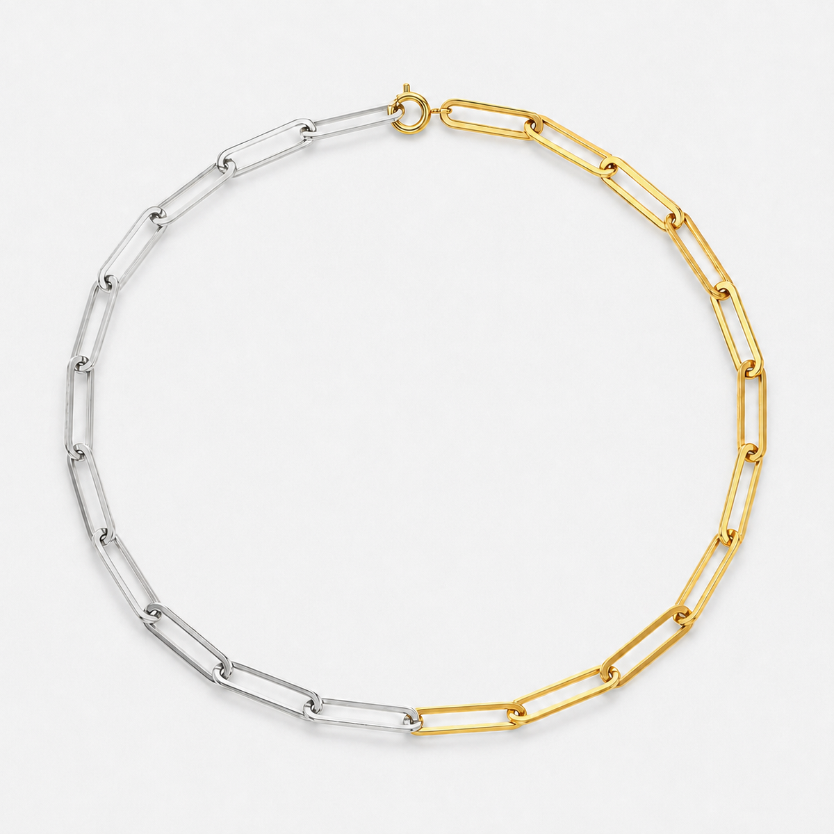 Two-Tone Gold & Silver Paperclip Chain Necklace - Default Title