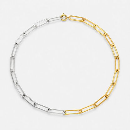Two-Tone Gold & Silver Paperclip Chain Necklace - Default Title
