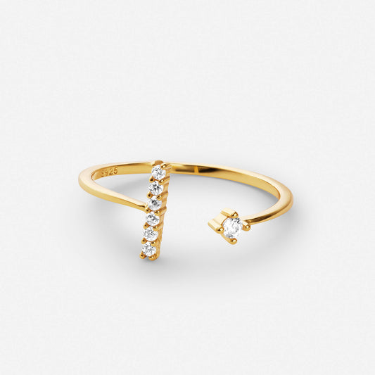 Valerie stone ring in polished gold finish