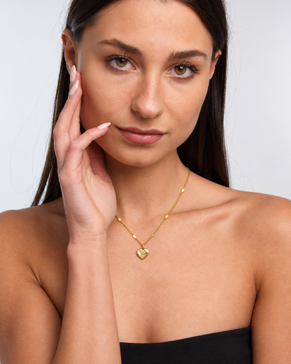 Model wearing Dainty Love Pendant Clavicle Necklace — gold — view 1