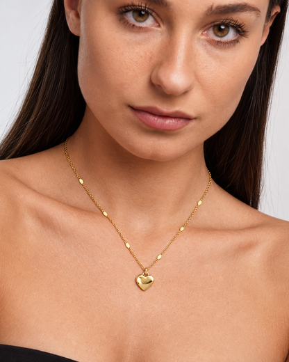Model wearing Dainty Love Pendant Clavicle Necklace — gold — view 3